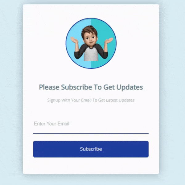 create a subscription form with personalized messaging using html, css and javascript.gif